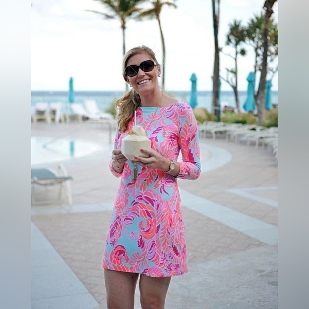 LILLY PULITZER SOPHIE DRESS Love Birds UPF 50 Pink Orange Resort (D11)